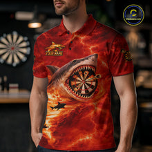 Load image into Gallery viewer, Fire Flame Tornado Funny Shark Darts Polo Shirt For Men Custom Dart Team League Shirt|Red NYN2657
