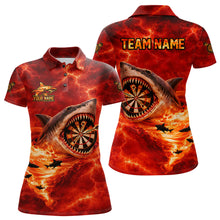 Load image into Gallery viewer, Fire Flame Tornado Funny Shark Darts Polo Shirt For Women Custom Dart Team League Shirt|Red NYN2657
