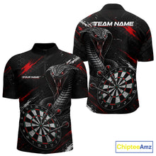 Load image into Gallery viewer, Black Red Cobra Men's Quarter-Zip Darts Jersey Mockup, Cobra Professional League Shirt