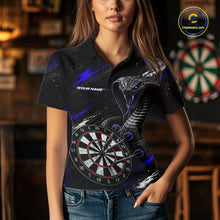 Load image into Gallery viewer, Female model wearing Black Blue Cobra Women's Dart Polo, Custom League Apparel