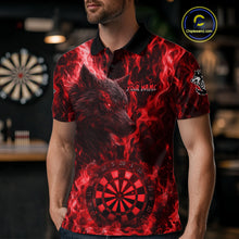 Load image into Gallery viewer, Custom Black Blue Flames Wolf Dartboard Dart Men Polo Shirt Outfits Dart Jerseys NYN1618