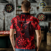 Load image into Gallery viewer, Custom Black Blue Flames Wolf Dartboard Dart Men Polo Shirt Outfits Dart Jerseys NYN1618