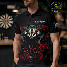Load image into Gallery viewer, Red Roses Dartboard Butterfly Skull Custom Men Darts Polo Shirt Dart Team Jerseys NYN1910