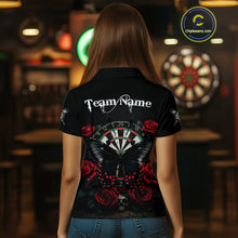 Load image into Gallery viewer, Red Roses Dartboard Butterfly Skull Custom Women Darts Polo Shirt Dart Team Jerseys NYN1910