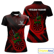 Load image into Gallery viewer, Custom Green Cobra Flames Dartboard Red Grunge Dart Women Polo Jerseys Dart Shirt Gifts NYN1642