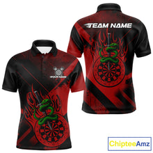 Load image into Gallery viewer, Custom Green Cobra Flames Dartboard Red Grunge Dart Men Polo Jerseys Dart Shirt Gifts NYN1642