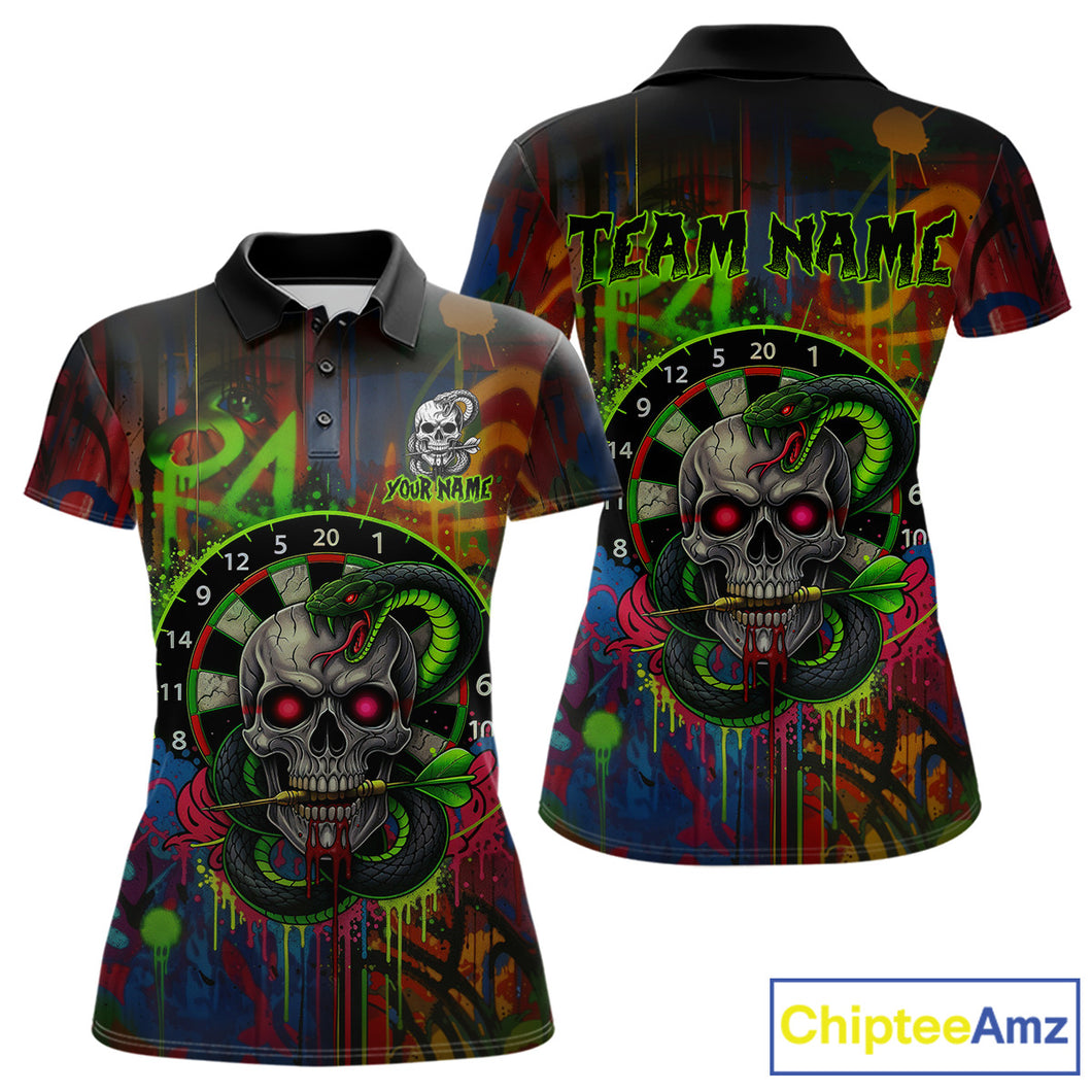Colorful Cobra Skull Dartboard Custom Graffiti Women Darts Polo Shirt Shark Dart Jerseys NYN1924