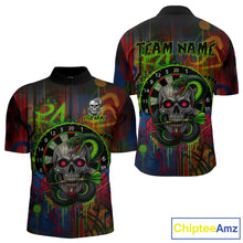 Load image into Gallery viewer, Colorful Cobra Skull Dartboard Custom Graffiti Men Darts Quarter-Zip Shirt Shark Dart Jerseys NYN1924