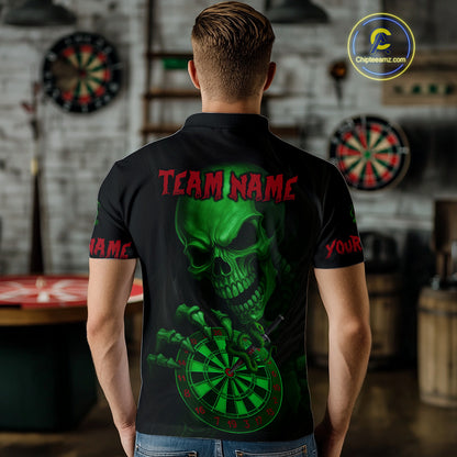 Custom Blood Cobra Green Dartboard Skeleton Dart Men Polo Jerseys Dart Team Shirt NYN1652