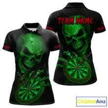 Load image into Gallery viewer, Custom Blood Cobra Green Dartboard Skeleton Dart Women Polo Jerseys Dart Team Shirt NYN1652