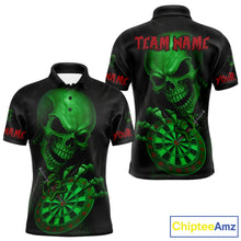 Load image into Gallery viewer, Custom Blood Cobra Green Dartboard Skeleton Dart Men Polo Jerseys Dart Team Shirt NYN1652