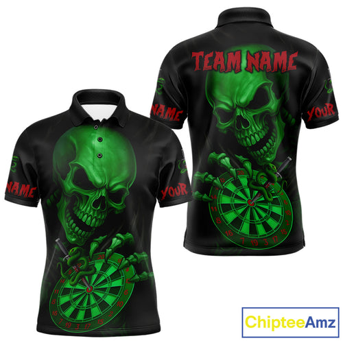 Custom Blood Cobra Green Dartboard Skeleton Dart Men Polo Jerseys Dart Team Shirt NYN1652