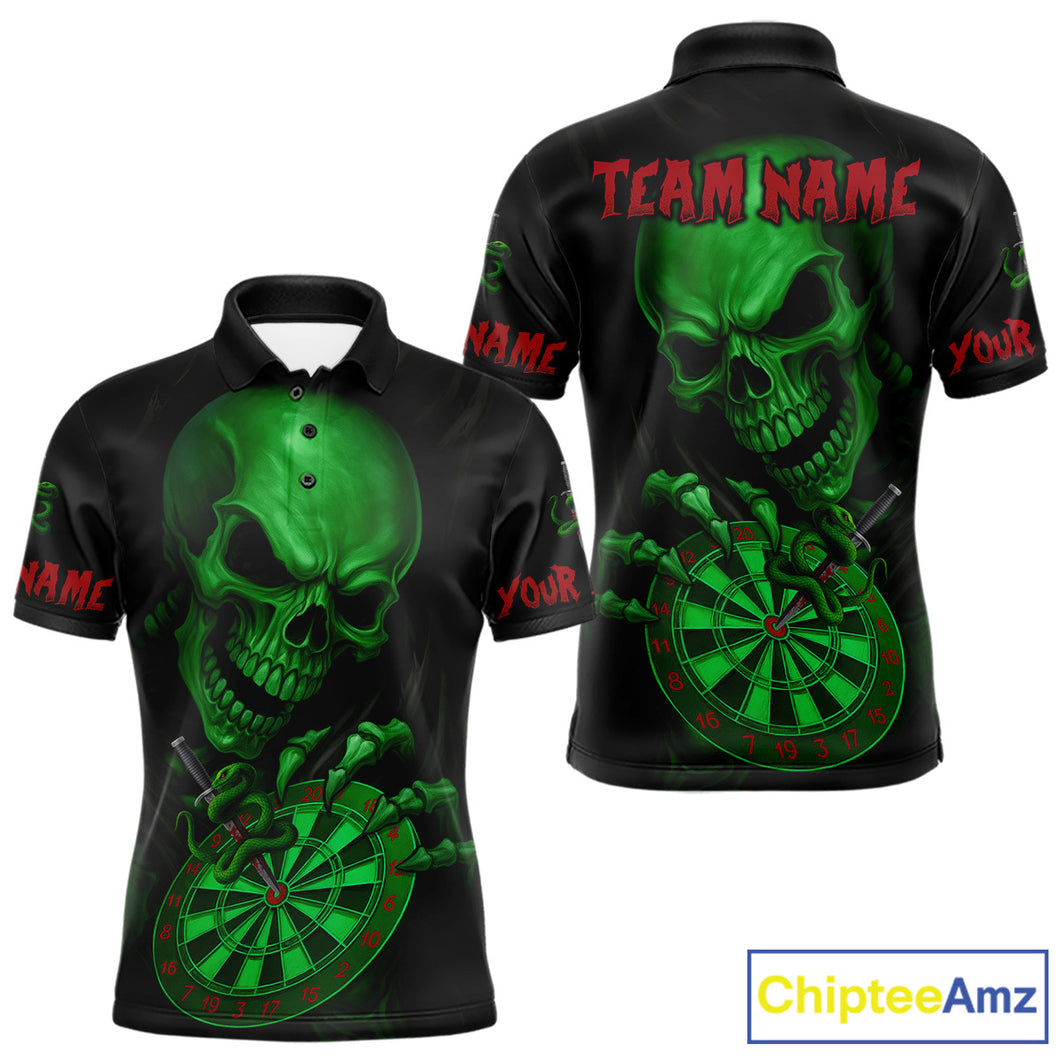 Custom Blood Cobra Green Dartboard Skeleton Dart Men Polo Jerseys Dart Team Shirt NYN1652