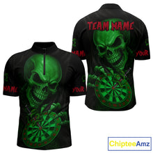 Load image into Gallery viewer, Custom Blood Cobra Green Dartboard Skeleton Dart Men Quarter-Zip Jerseys Dart Team Shirt NYN1652