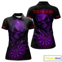 Load image into Gallery viewer, Custom Blood Cobra Purple Dartboard Skeleton Dart Women Polo Jerseys Dart Team Shirt NYN1654