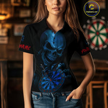 Load image into Gallery viewer, Custom Blood Cobra Blue Dartboard Skeleton Dart Women Polo Jerseys Dart Team Shirt NYN1653