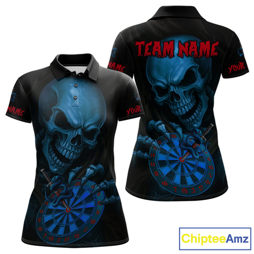 Custom Blood Cobra Blue Dartboard Skeleton Dart Women Polo Jerseys Dart Team Shirt NYN1653