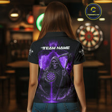 Load image into Gallery viewer, Custom Lightning Purple Grim Reaper Dartboard Dart Polo Shirt For Women Dart Team Jerseys NYN1420