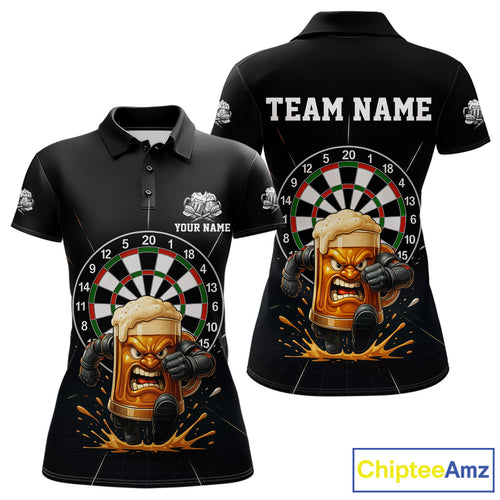 Funny Running Beer Robot & Dartboard Custom Women Darts Quarter-Zip Shirt Funny Dart Jerseys NYN1946
