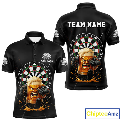 Funny Running Beer Robot & Dartboard Custom Men Darts Polo Shirt Funny Dart Jerseys NYN1946