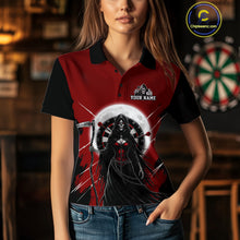 Load image into Gallery viewer, Black And Red Grim Reaper Moon Dartboard Custom Women Darts Quarter-Zip Shirt Gothic Dart Jerseys NYN1947