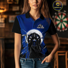 Load image into Gallery viewer, Black And Blue Grim Reaper Moon Dartboard Custom Women Darts Quarter-Zip Shirt Gothic Dart Jerseys NYN1948