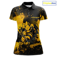 Load image into Gallery viewer, Black And Yellow Grunge Funny Bee Darts Polo &amp; 1/4 Zip For Women Personalized Dart Team Shirts NYN3237