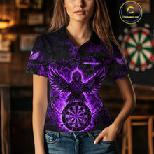 Load image into Gallery viewer, Custom Red Flames Eagle Digital Camo Darts Polo Shirt For Women Cracked Dart Jerseys NYN1959