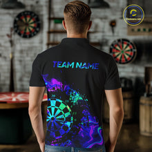Load image into Gallery viewer, Blue Holographic Dartboard Grunge Darts Polo Shirts For Men Custom Name For Darters NYN2706