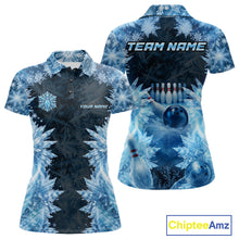 Load image into Gallery viewer, Icy Womens Bowling Shirts Custom Snowflake Icy Bowling Ball And Pins Team League Bowler Jerseys NYN3070