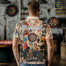 Load image into Gallery viewer, Grunge Graffiti Funny Friends And Beer Mens Darts Shirt Custom Polo 1/4 Zip Team Darts Jersey NYN3243