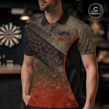 Load image into Gallery viewer, Funny Dartboard Cowboy Darts Polo &amp; 1/4-Zip Shirts For Men Custom Grunge Brown Darts Team Jerseys NYN3079
