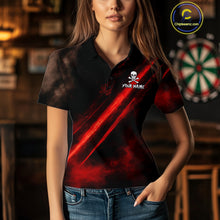 Load image into Gallery viewer, Custom Silver Skull Dartboard Lightning Red Dart Women  Polo Jerseys Outfits Dart Shirt NYN1710