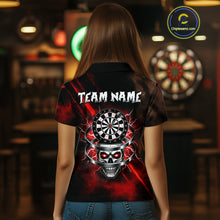 Load image into Gallery viewer, Custom Silver Skull Dartboard Lightning Red Dart Women  Polo Jerseys Outfits Dart Shirt NYN1710
