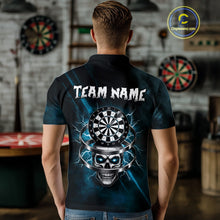 Load image into Gallery viewer, Custom Silver Skull Dartboard Lightning Turquoise Dart Men Polo Jerseys Outfits Dart Shirt NYN1712