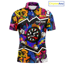 Load image into Gallery viewer, Funny Strike Dartboard Graffiti men's darts polo shirt, colorful graffiti dart jersey, personalized dart team uniform