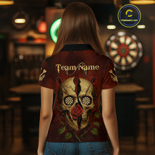 Load image into Gallery viewer, Custom Red Roses Cracked Skull Halloween Dart Polo Shirt For Women Grunge Dart Team Jersey NYN1475