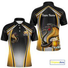 Load image into Gallery viewer, Funny Cobra Cheer Beers Polo &amp; 1/4-Zip Shirt Custom Black &amp; Yellow Cobra Men Best Dart Team Shirts NYN2897