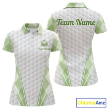 Load image into Gallery viewer, Womens Golf Polo Shirt Argyle Pattern Golf Shirts For Womens Green Argyle And White Golf Ball Gifts NYN2906