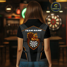Load image into Gallery viewer, Custom Orange Turkey Autumn Funny Dart Polo Shirt For Women Thanksgiving Dart Team Jersey NYN1498