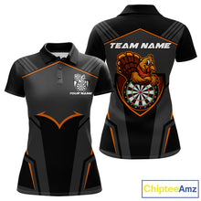 Load image into Gallery viewer, Custom Orange Turkey Autumn Funny Dart Polo Shirt For Women Thanksgiving Dart Team Jersey NYN1498