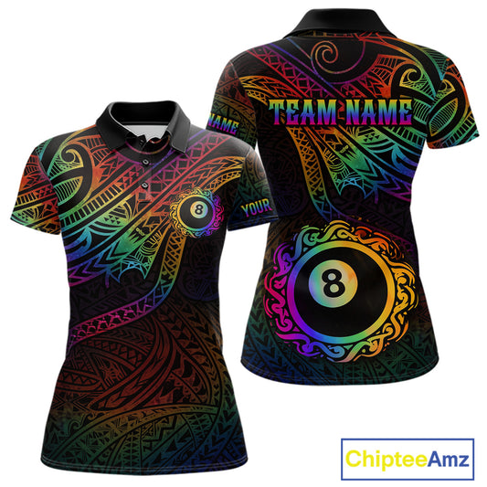 Colorful Rainbow Tribal Billiard Jersey For Women 8 Ball Billiard Uniform Billiard Team Shirts NYN2922
