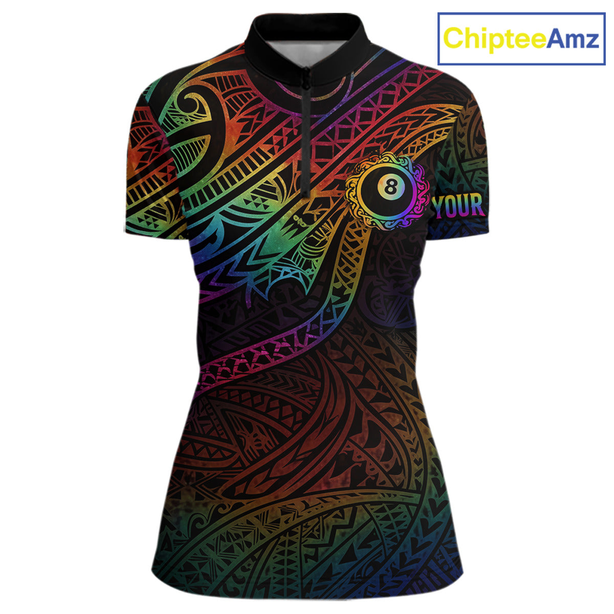 Colorful Rainbow Tribal Billiard Jersey For Women 8 Ball Billiard Uniform Billiard Team Shirts NYN2922