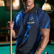 Load image into Gallery viewer, Thunder Lightning Billiard Ball Shirt For Men Custom Blue Flames 8 Ball Billiard Pool Jersey NYN3133