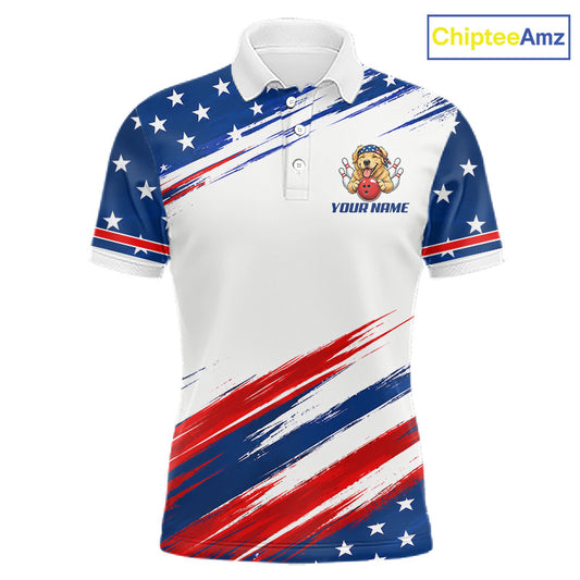 Funny Boxing Bowling Pins Men's Bowling Polo Shirt, Personalized Blue Bowling League Jersey, Cartoon Sports Apparel