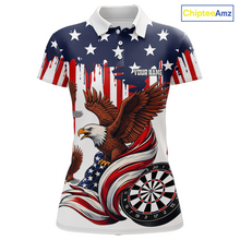 Load image into Gallery viewer, US Flag Eagle 3D Dartboard Women Darts Team Shirt Personalized Patriotic Dart Polo Jerseys NYN2571