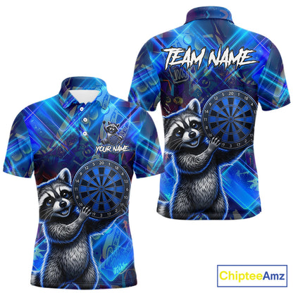 Funny raccoon graffiti dart shirt custom blue dart polo apparel
