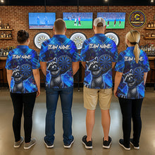 Load image into Gallery viewer, Thunder Raccoon Funny Men Dart Shirt Custom Graffiti Polo &amp; 1/4-Zip Dart Clothing | Blue NYN3343