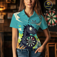Load image into Gallery viewer, Custom Multicolor Dragon Dartboard Funny Dart Polo Shirt For Women Dart Tournament Jerseys NYN1522