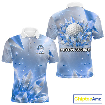 Mens Golf Polo Shirt Custom Blue-Diamond Crystal Golf Ball Custom Name Golf Shirts For Team NYN3156